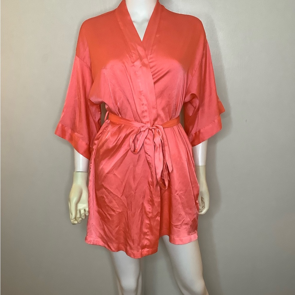 Victoria's Secret Coral Satin Robe Size S/M Y2K